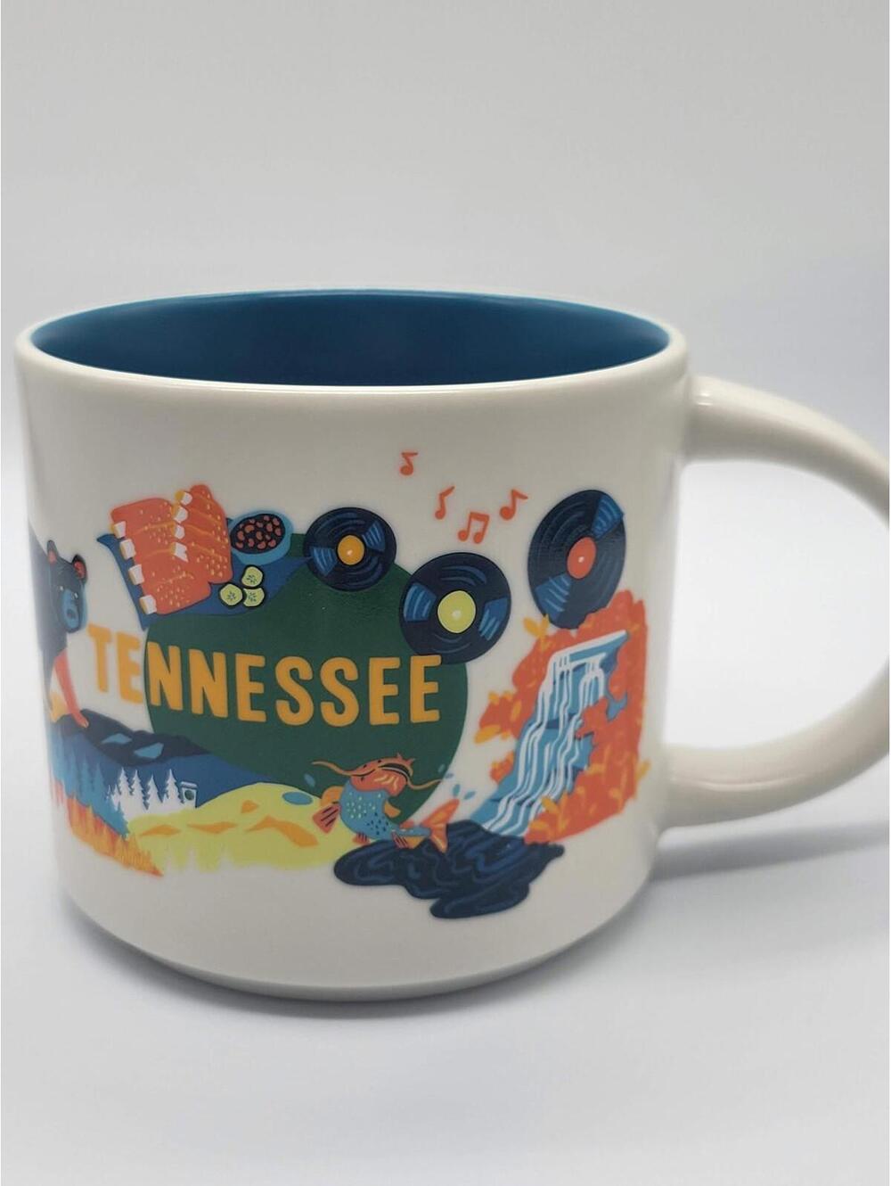 Starbucks Tennessee Discovery Series Coffee Mug 14oz Blue Interior Travel